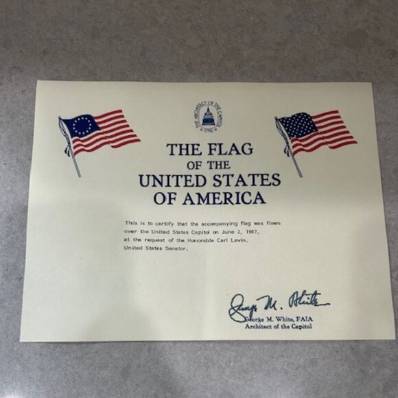 Vntg Valley Forge Nylon FLAG Flown Over Capitol 3'x5' with Box & COA 1987-Levin - Picture 4 of 6